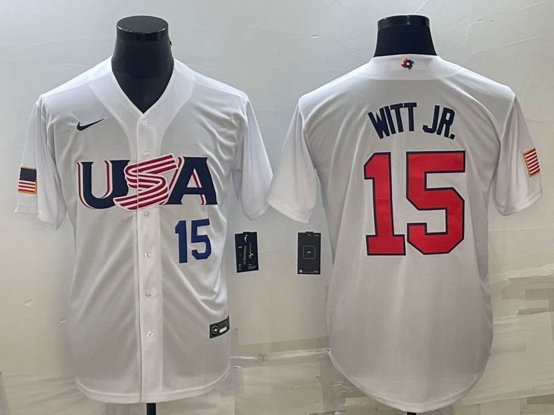 Men 2023 World Cub USA #15 Witt jr White Nike MLB Jersey1->more jerseys->MLB Jersey
